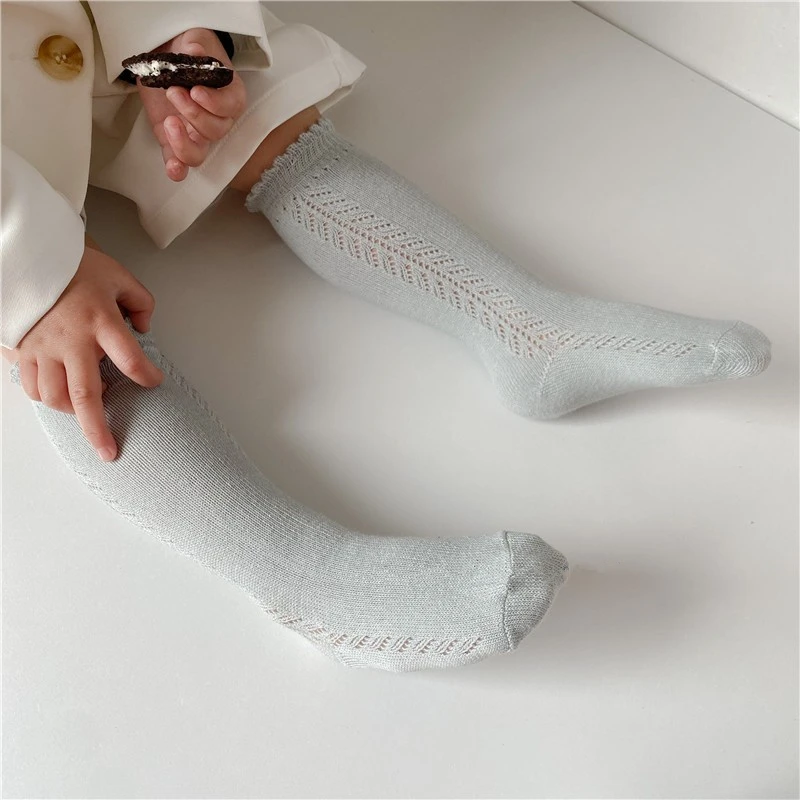 New Fashion Kids Knee High Socks Baby Boys Girls Cotton Mesh Breathable Soft Socks Children Long Socks Suit For 0-8 Years