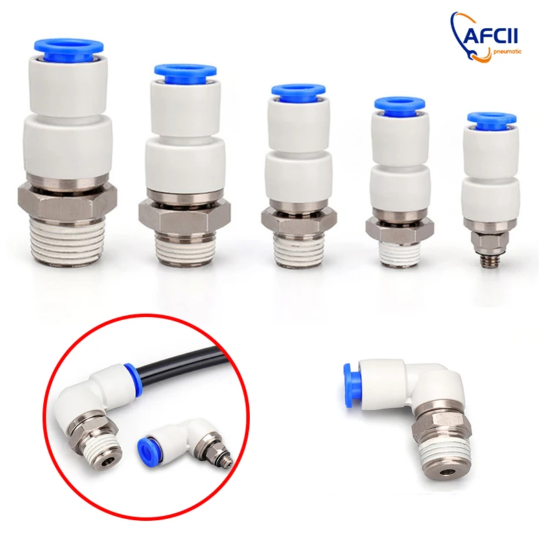 SMC Type Pneumatic NRC High Speed Rotary One Touch Fittings KSH KSL Tube Connector 4 6 8 10 12mm Thread M5 1/8 1/4 Pipe Fitting