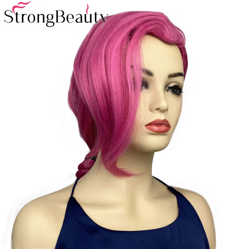 سترونج بيوتي طويل العقرب جديلة الجمال وأشار الوردي شعر مستعار تأثيري حفلة بيروكات صناعية مقاومة للحرارة شعر الهالوين