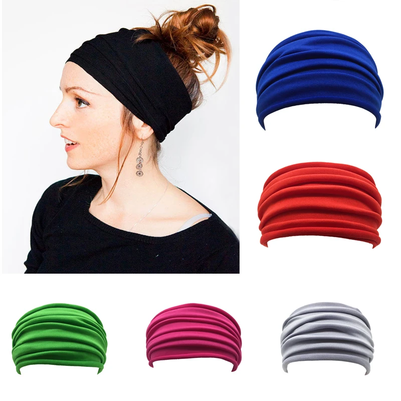 

Women Girls Yoga Hairband 13 Colors Nonslip Elastic Folds Sports Headband Running Headwrap Summer Fitness Stretch Hair Band