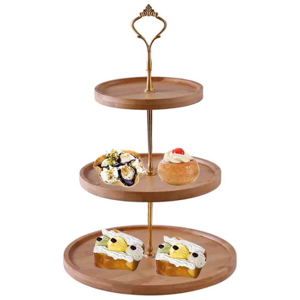 Two/Three Layers Fruit Tray Bamboo Plate Innovative Exquisite Snack Rack Storage Display Stand Creative Bread Cake Dessert Rack