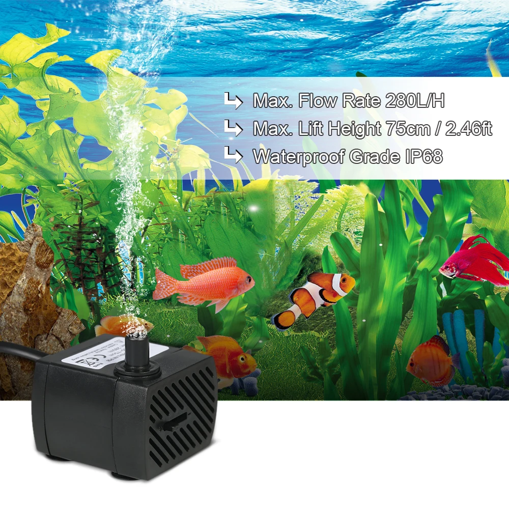 110V/220V 2.5W/3W/4W/5W Ultra-Quiet Submersible Water Fountain Pump Filter Fish Pond Aquarium Water Pump Tank Garden Fountain