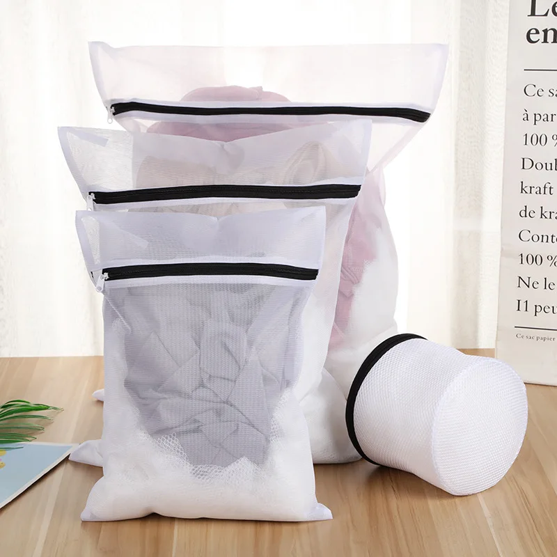 Black Zipper Washing Machine Bag Mesh Polyester Dirty Laundry Bags for Washing Bra Underwear Storage Pouch Foldable Laundry Bag