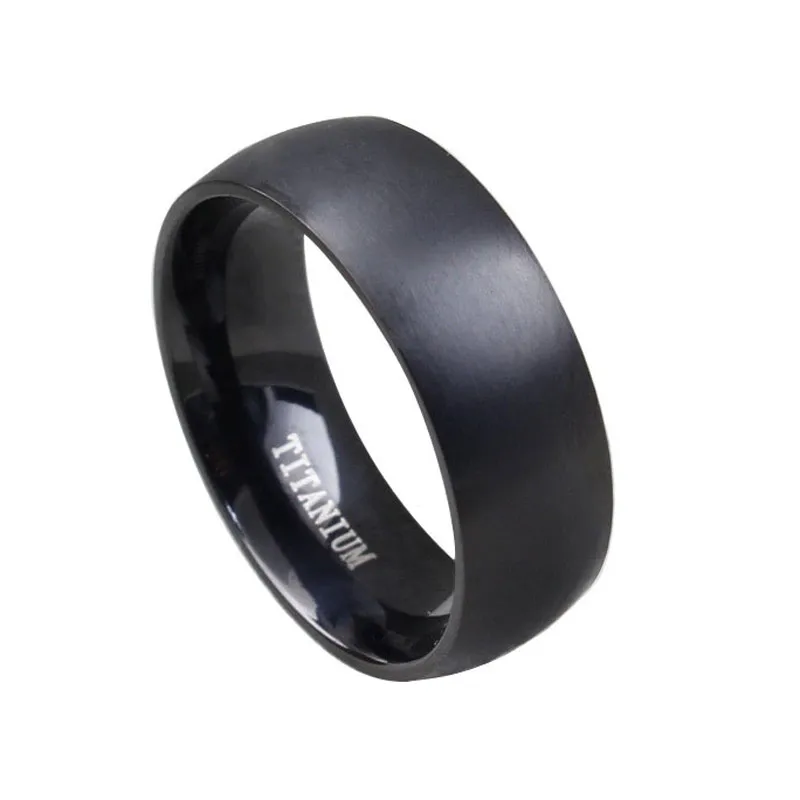 Fashion Men's Black Titanium Ring Matte Finished Classic Engagement Anel Jewelry For Male Wedding Bands