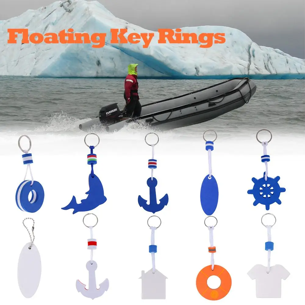 Kayaking Boating Floating Key Ring Sea Fishing Water Sports Floating Keychain Ships Wheel Rudder Solid Compressed Foam Key Ring