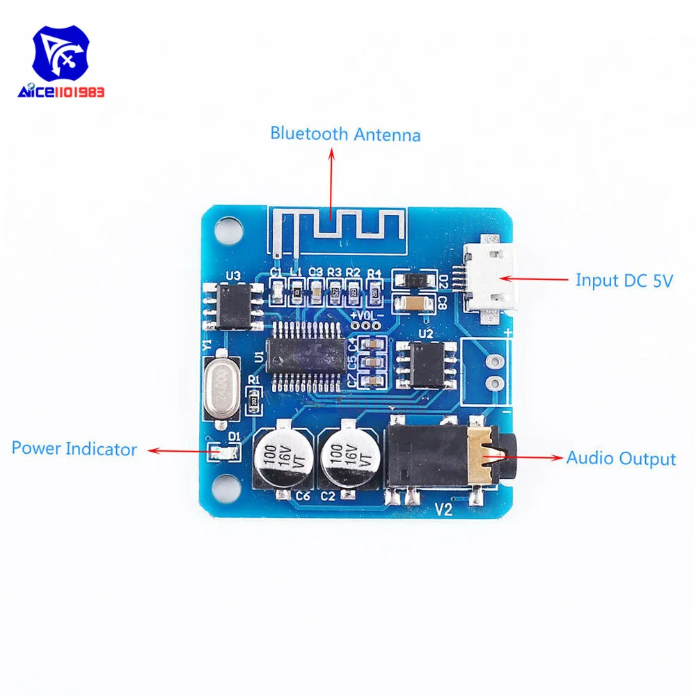 diymore Mini Bluetooth 4.1/ 5.0 MP3 Lossless Decoder Amplifier Module Micro USB 3.5mm Audio Output Amplifier Board for Car Auto image 4