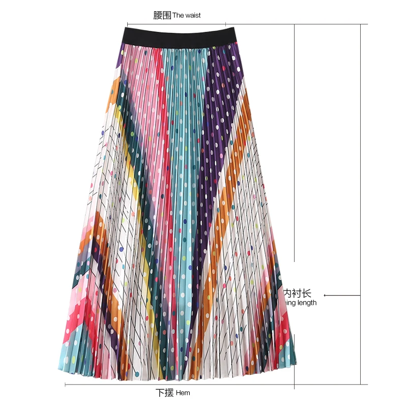 HOT SELLING  Miyake Fashion European and American style Dots print pleated skirt waist skirts  IN STOCK