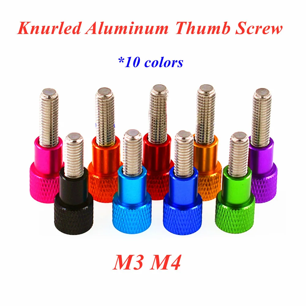 5pcs M3 M4 Knurled Aluminum Thumb Screw Aluminum alloy Knurled head Stainless steel Hand thumb screw