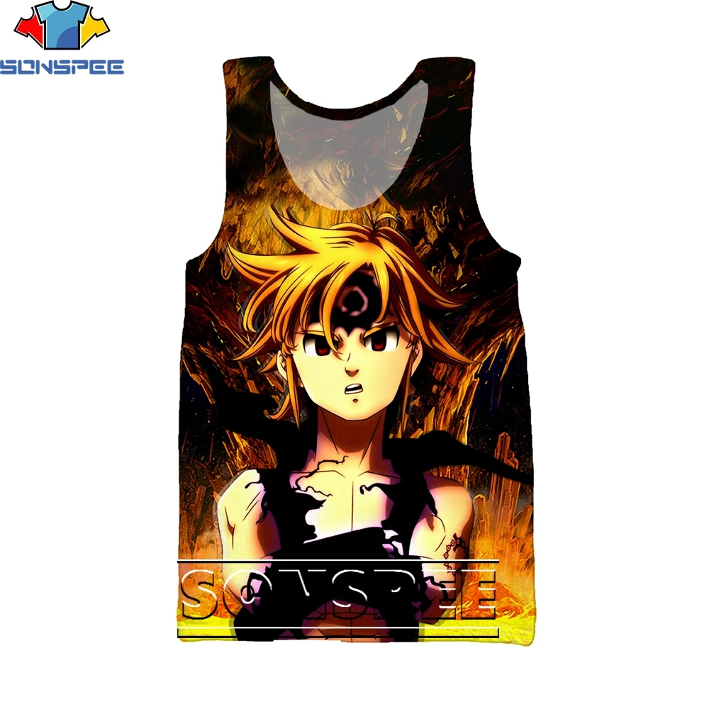 SONSPEE 3D Printing Seven Deadly Sins Anime Cartoon Summer Sleeveless Vest Fashion Hip Hop Trend Sports All-match Tank Top