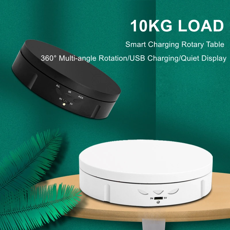 14.6cm Load 10KG 360° Multi-angle RotationTable USB Charging Photography Display Stand Video Shooting Props Turntable