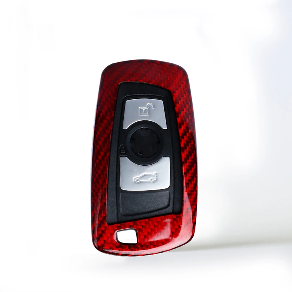 Black/Red Carbon Fiber Auto Remote Key Shell Fob Case Cover Cap For BMW 1 2 3 4 5 6 7 Series X1 X3 X4 X5 M5 M6 3GT 5GT 2012-Up