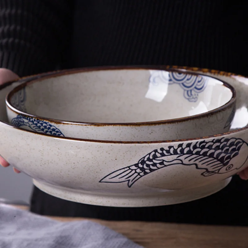 

Creative Hotel Japanese Style Big Soup Bowl with Pickled Cabbage Fish Big Bowl Noodle Bowl Boiled Fish Bowl Soup Basin Sea Bowl