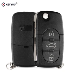 KEYYOU-carcasa de repuesto para llave de coche, carcasa para mando a distancia con 3 botones, CR1620, para Audi TT A4 A6 A8 Quattro