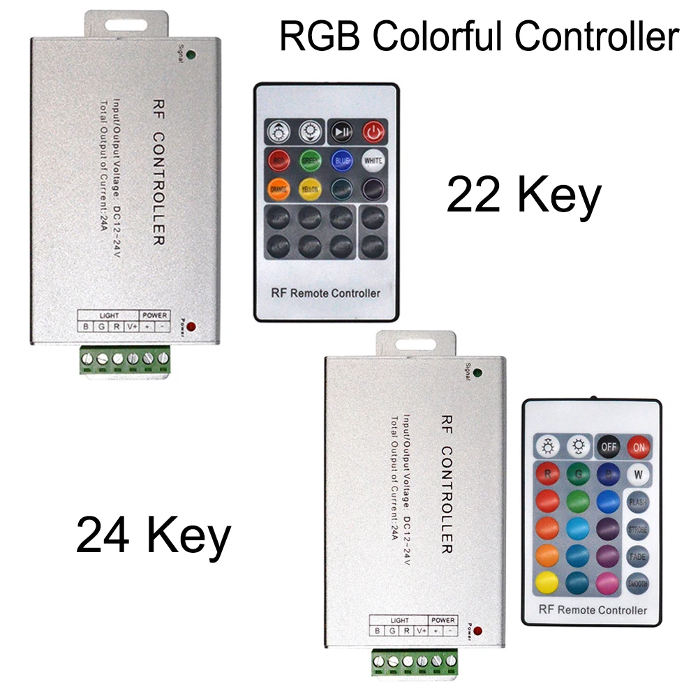 DC12-24V 20 Key 18A 24 Key 24A Colorful RGB Wireless Controller Light Strip Dimmer Radio Frequency Remote Control