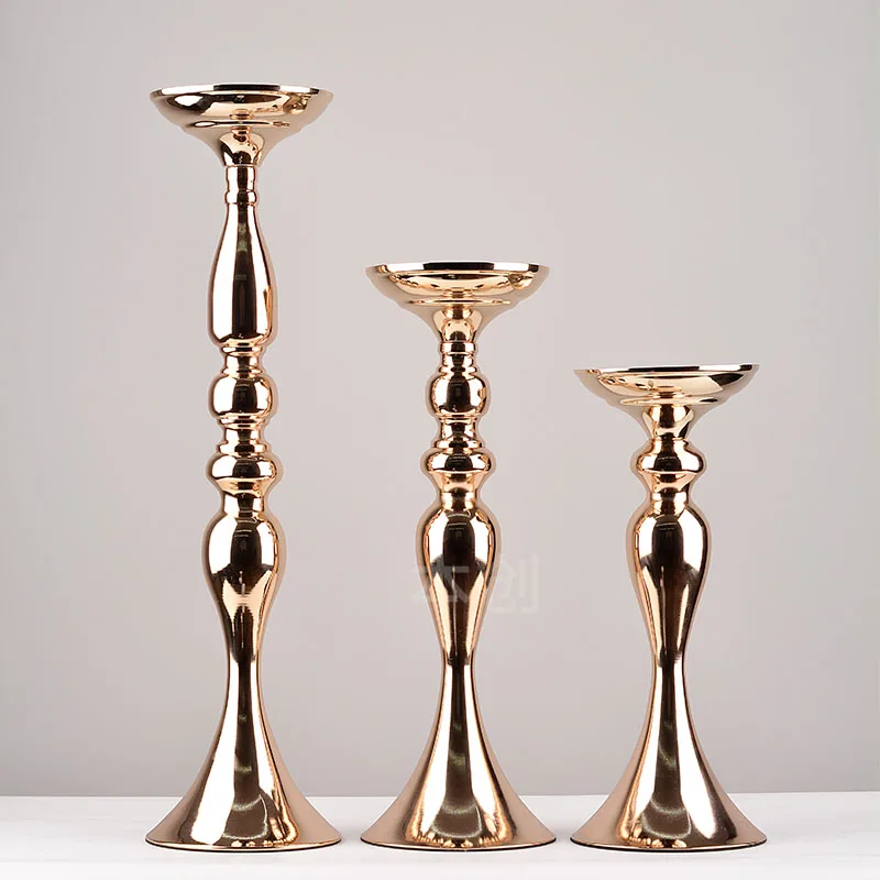 Imuwen Goud Kaars Houders 50Cm/20 "Metalen Kandelaar Bloem Vaas Tafel Middelpunt Event Bloem Rack Road Lood bruiloft Decor