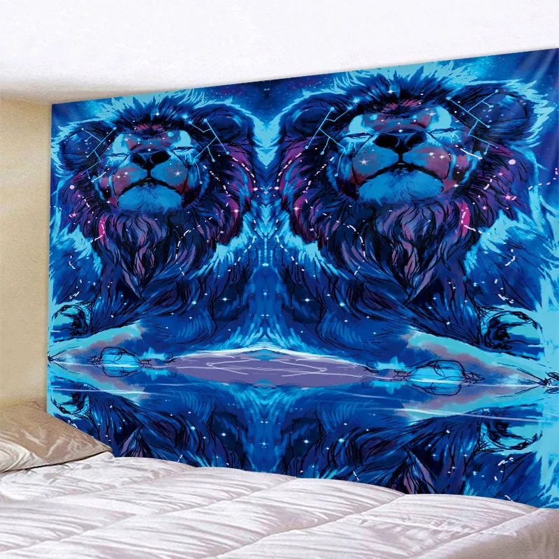 Mysterious jungle animal tapestry characters lion tiger leopard art tapestry mandala boho hippie psychedelic home decoration