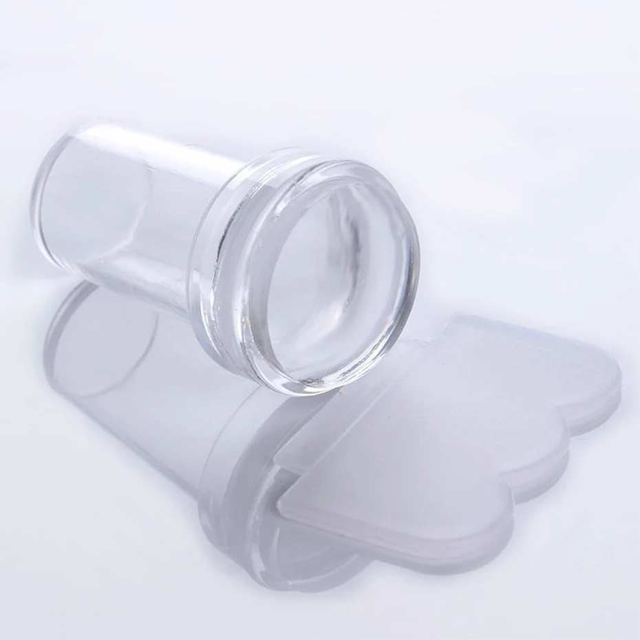 1pc Transparent Silikon Nail art Stamping Kit Französisch Design Für Maniküre Platte Stempel Polnischen Dichtung Zwei Seite Stamper Schaber werkzeuge – Detail 14