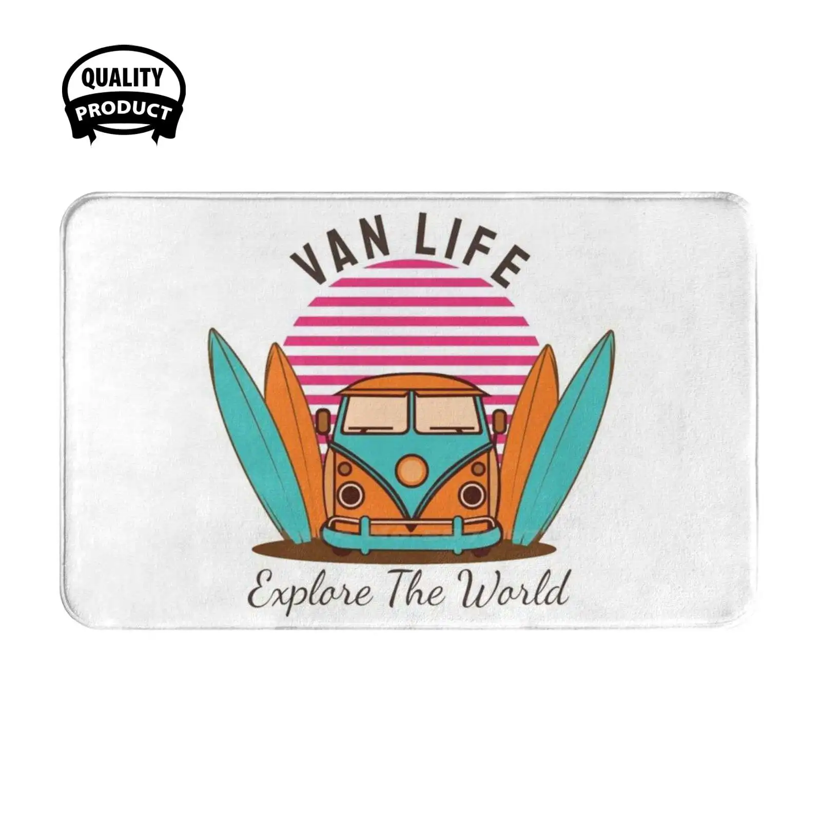 Van Life Explore The World. Soft Cushion Home Carpet Door Mat Car Rug California State Golden Gate Bridge Sacramento Vanlife