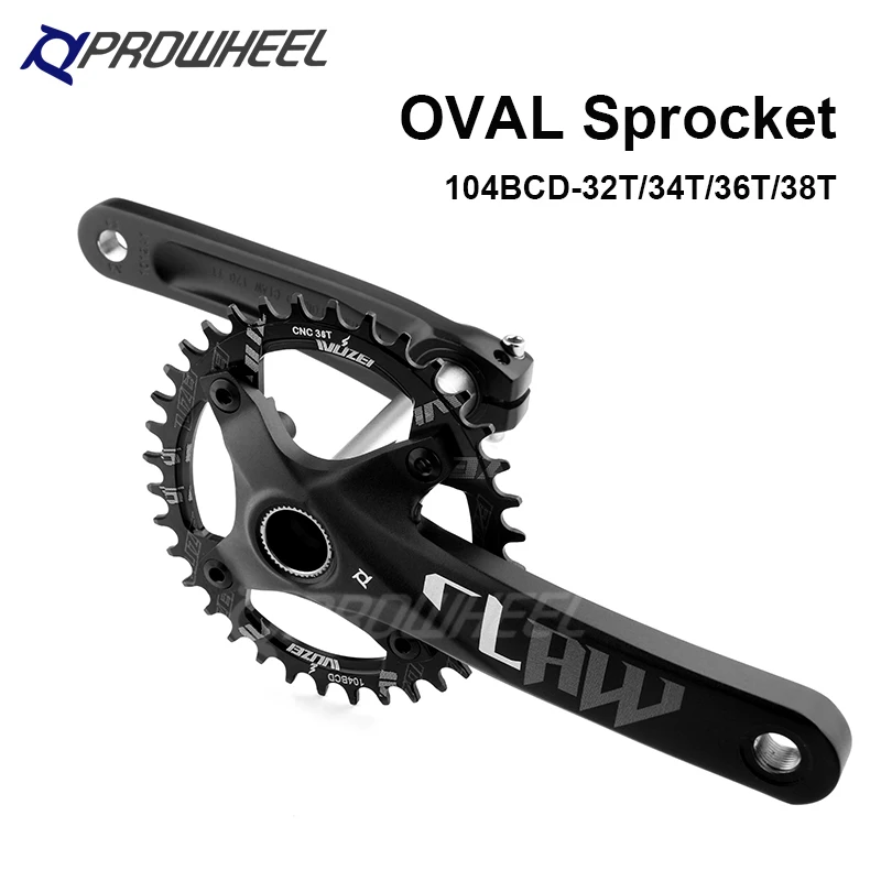 PROWHEEL 104BCD 170mm 175mm  MTB Bike Cranks 32/34/36/38T Oval  Sprocket with Bottom Bracket Mountain Bicycle Crankset