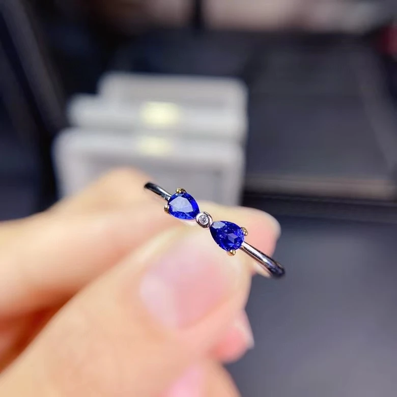 KJJEAXCMY fine jewelry S925 sterling silver inlaid natural sapphire new girl popular gemstone ring support test Chinese style