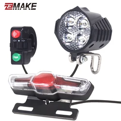 Universal Electric bike front and bike rear light set input 12V 24V 36V 48V 60V build in speaker E-bike headlight and tail light