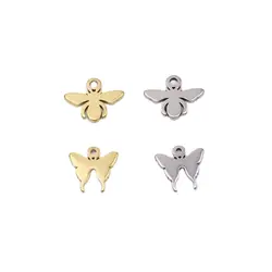 10pcs Wholesale Stainless Steel Pretty Mini Bee Charms Pendant DIY Necklace Earrings Bracelets Unfading Colorless 2 Colors