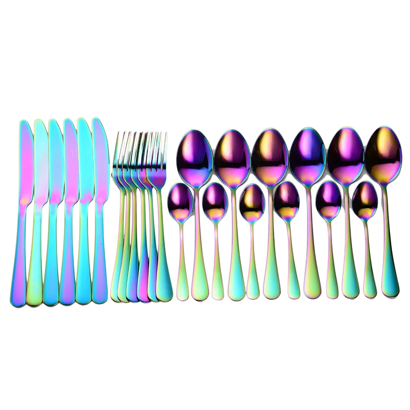 

Stainless Steel Cutlery Modern Gold Silverware Cutlery 24 Pcs Dinner Set Tableware Cutlery Set Knives Forks Spoons Dinnerware