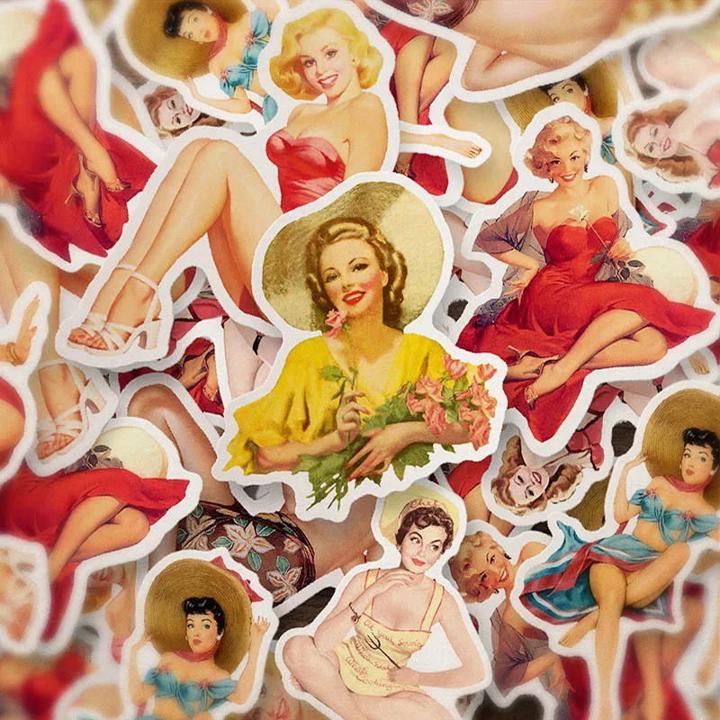 10/30/50pcs Retro Sexy  Pin Up Girl Stickers DIY Skateboard Car Bike Phone Notebook Laptop Luggage Waterproof Kids Sticker Toy