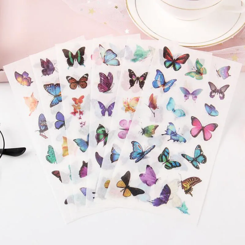 6 Pieces / Package PVC Transparent Stickers Beautiful Butterfly Decoration Album Thin Children\'S Bedroom Decoration Stickers