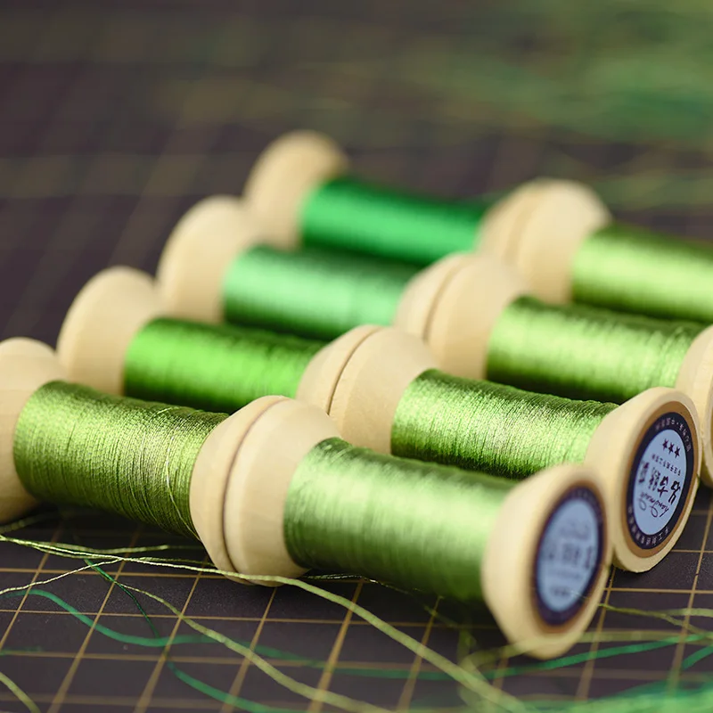 fruit-green series of Gold thread/French embroidery thread/embroidery spool/colorful gold embroidery thread /50 meters/roll