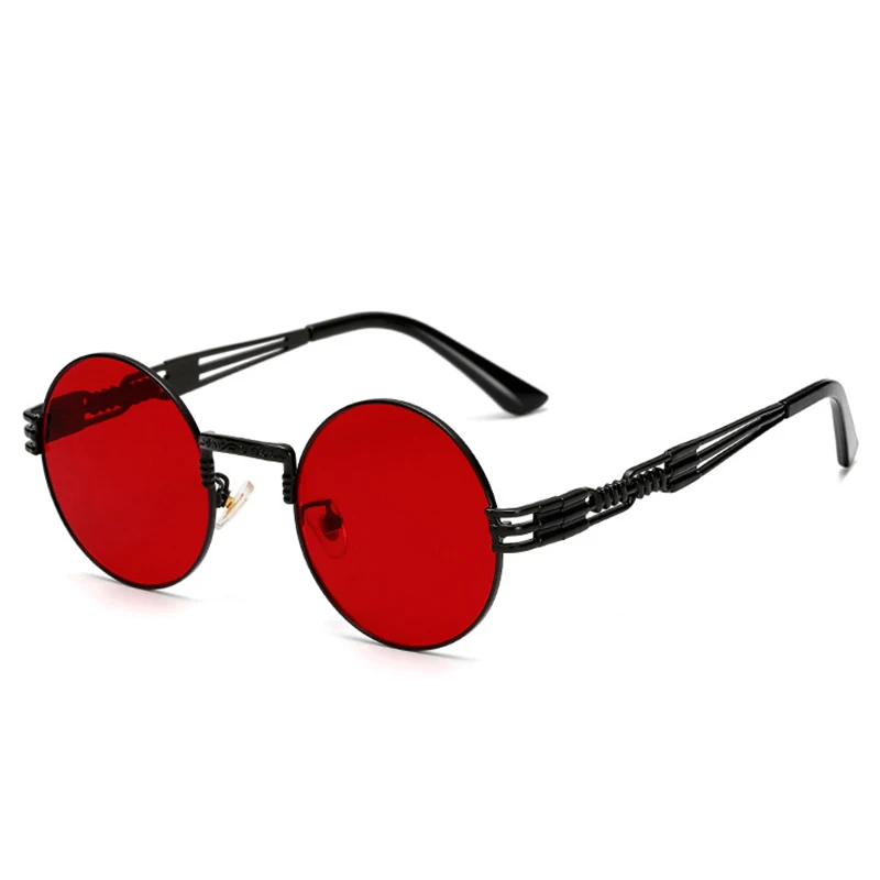 Gotyckie Steampunk okrągłe okulary przeciwsłoneczne dla mężczyzn kobiety metalowa rama odcienie wyjątkowa moda Vintage Retro Punk stylowe okulary przeciwsłoneczne UV400 — zdjęcie 5