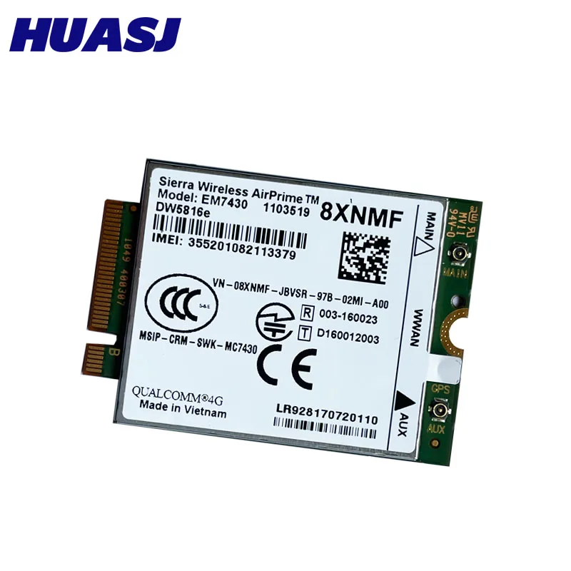 Tarjeta EM7430 DW5816e FDD-LTE 4G para portátil Dell, 7280, 7285, 7290, 7389, 7390, 7480, E7470, Cat6, 7490 M, Módulo 4G