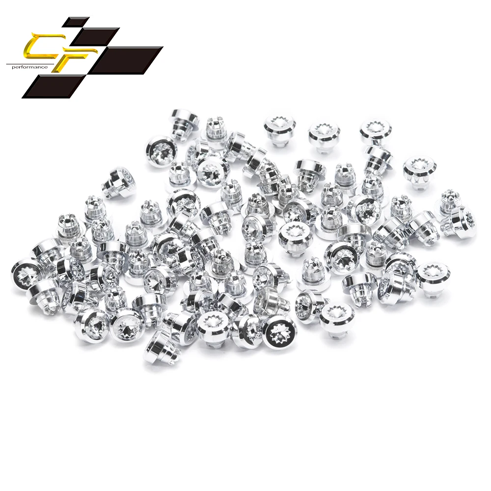 

125pcs Car Wheel Nuts 12-pointed Star Chrome Silver Fit Rims Cap Lip Screw Bolt Tires Decoration Replacement Studs Accessories