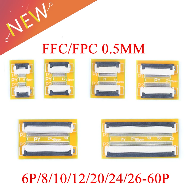 2szt FFC FPC 0.5mm Elastyczny płaski kabel Przedłużacz Płytka adaptera 4P 5P 6P 8P 10P 12P 16P 20P 24P 30P 40P 50P
