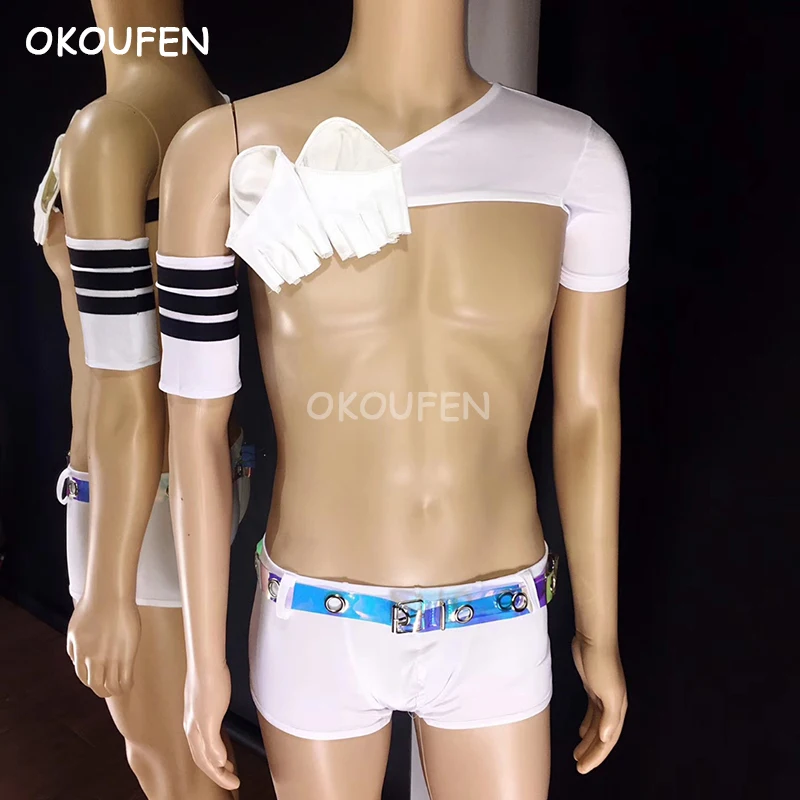 

Nightclub Bar Men and Women Sexy ds Costumes Theme Party White Shoulder Performance clothing Set