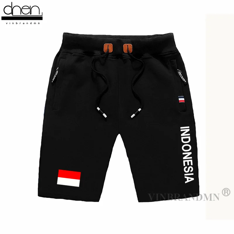 Indonesia Indonesian mens shorts beach new men's board shorts flag workout zipper pocket sweat bodybuilding 2022 cotton IDN ID