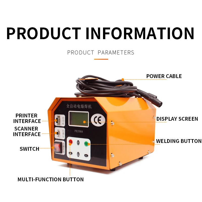 PE Electric Fusion Welding Machine PE250A butt welding machine PE pipe electric fusion welding machine fusion PE pipe welding