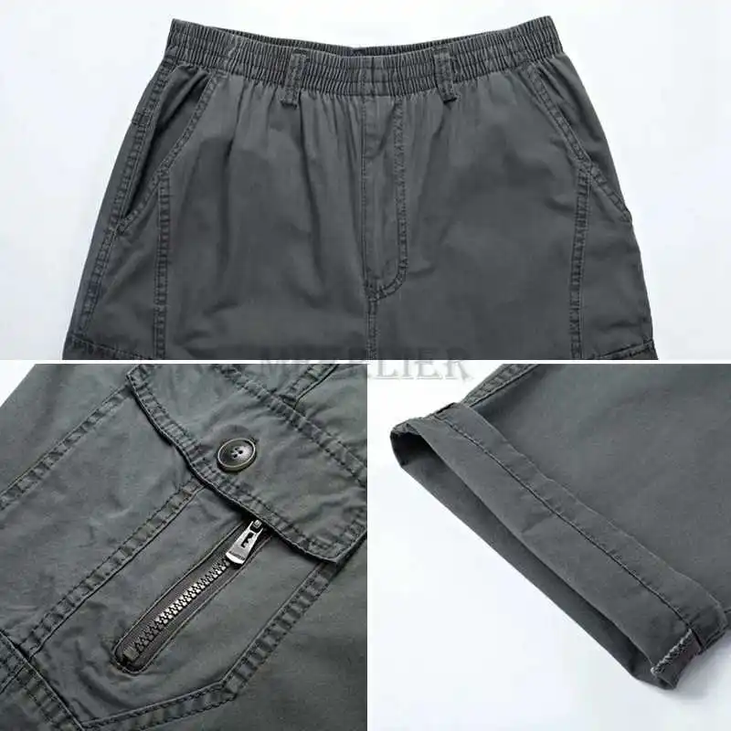 autumn summer spring Men plus size cargo pants cotton；pocket；zipper；male causal pants streetwear out door Straight work pants