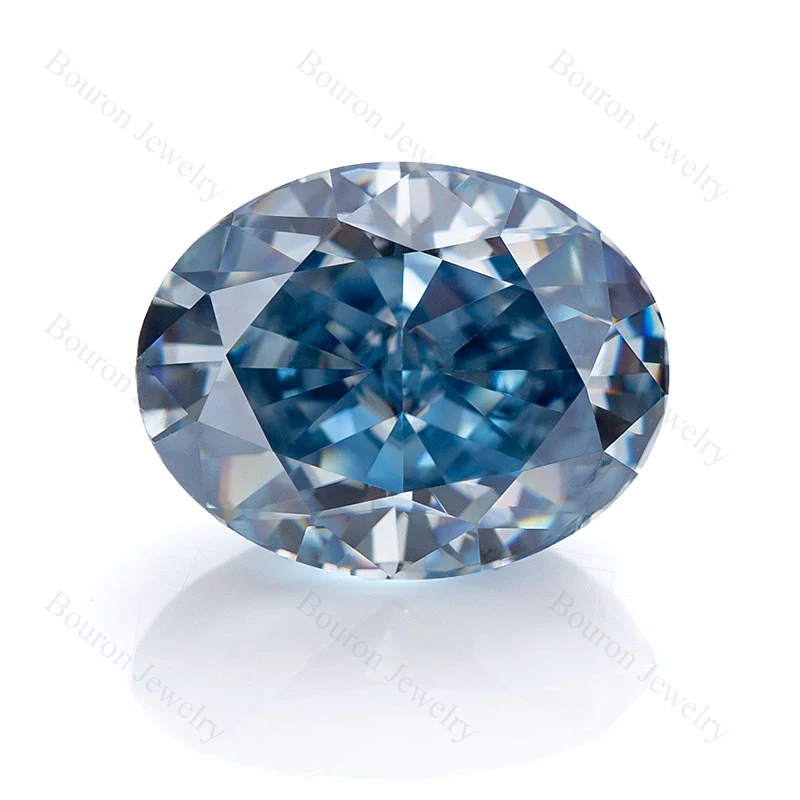 Moissanite Diamond Test Positive Vivid Blue Loose Moisanite Crushed Ice Oval VVS1 Gemstone GRA