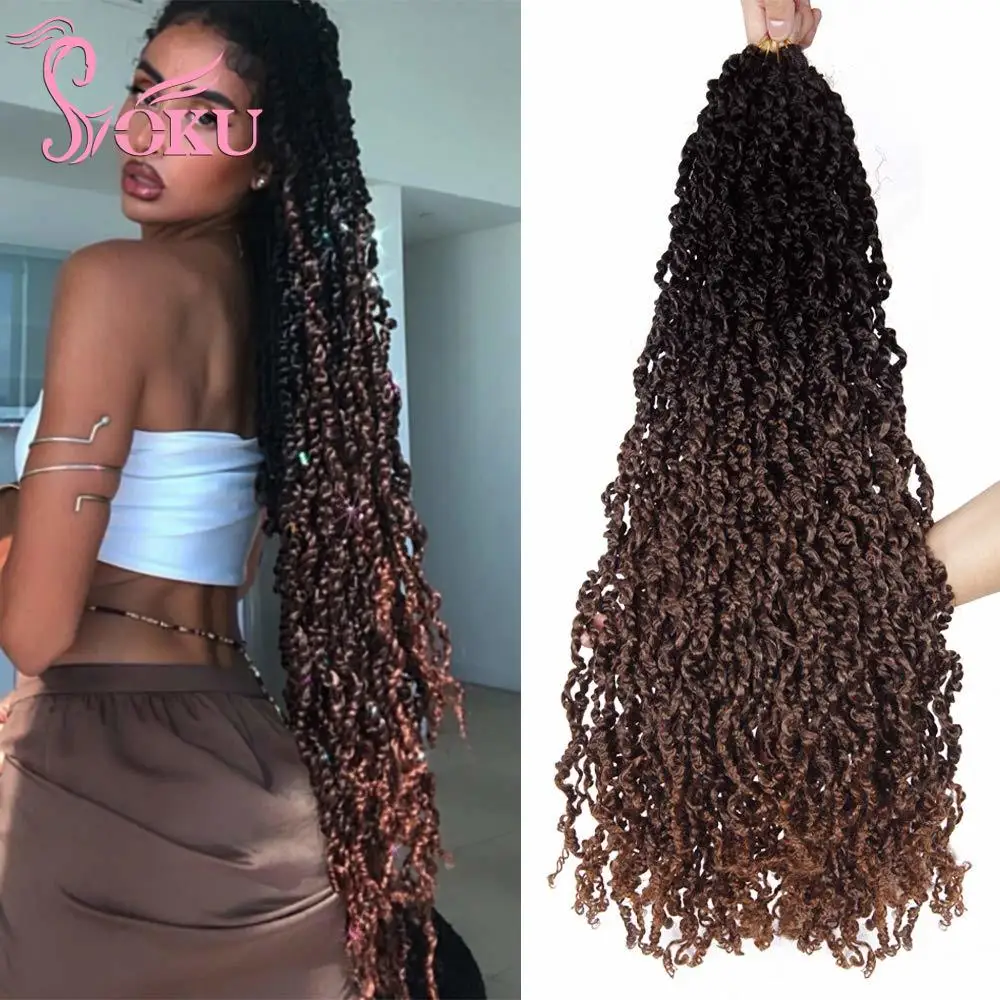 Soku cabelo sintético de crochê, extensões de cabelo para tranças, cabelo sintético, torção de paixão