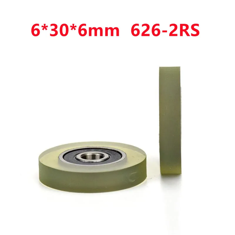 10pcs/50pcs 6*30*6mm Polyurethane PU 626 626RS Drawer Showcase Low Noise Roller Bearing Friction Pulley 6x30x6mm