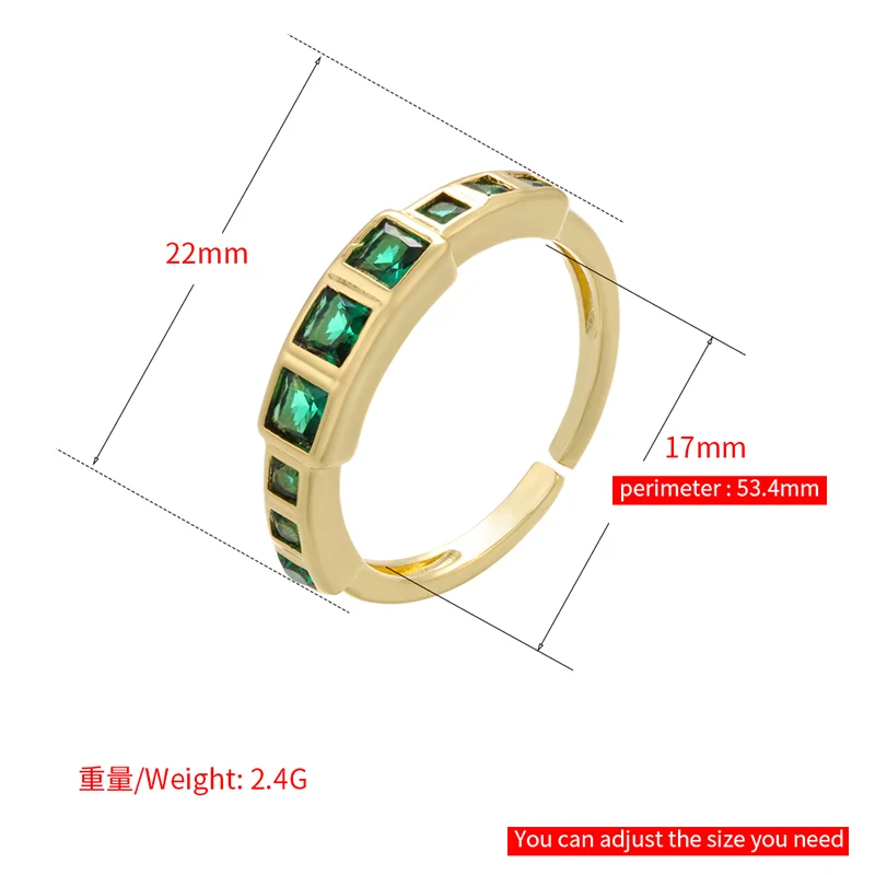 ZHUKOU 2021 Cincin Pria/Wanita Warna Emas Baru Mode Hijau/Putih Kristal Kisi Cincin Wanita/Pria untuk Hadiah Teman VJ53