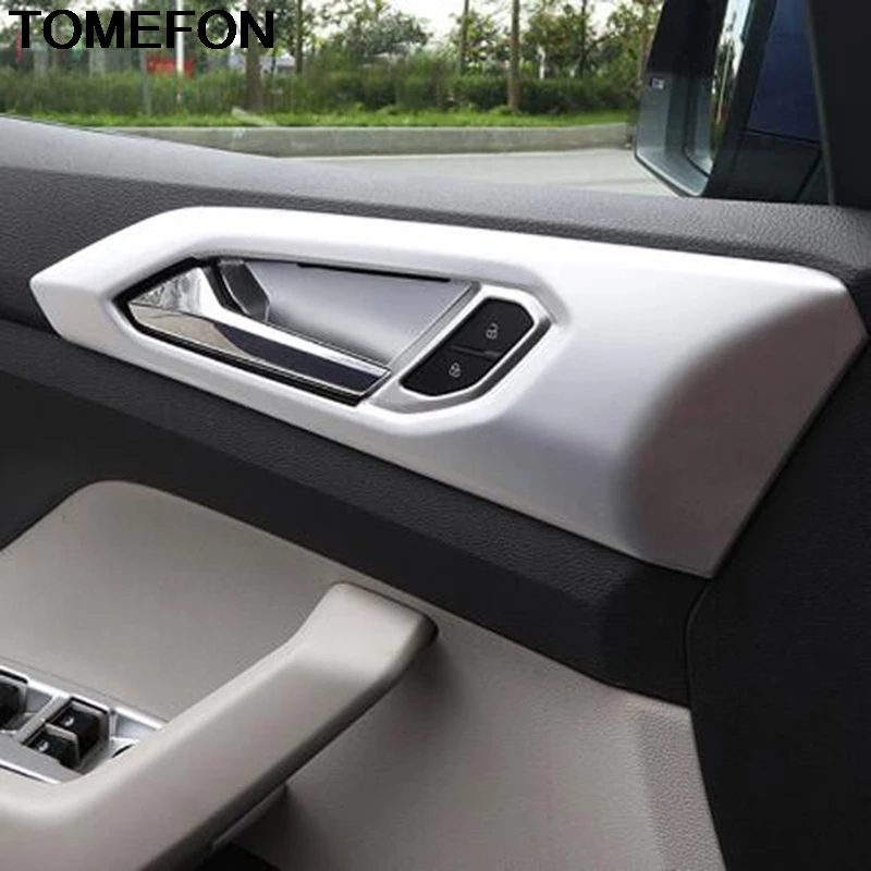 TOMEFON For Volkswagen T-Cross 2018 2019 2020 Car Side Door Inner Handle Bowl Frame Moulding Cover Trim Interior Accessories ABS