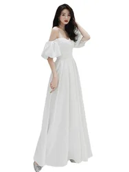 Sexy White Off Shoulder Banquet Dress Temperament Slim Evening Party Dress Noble Celebrity Dress Dreamy Prom Dress