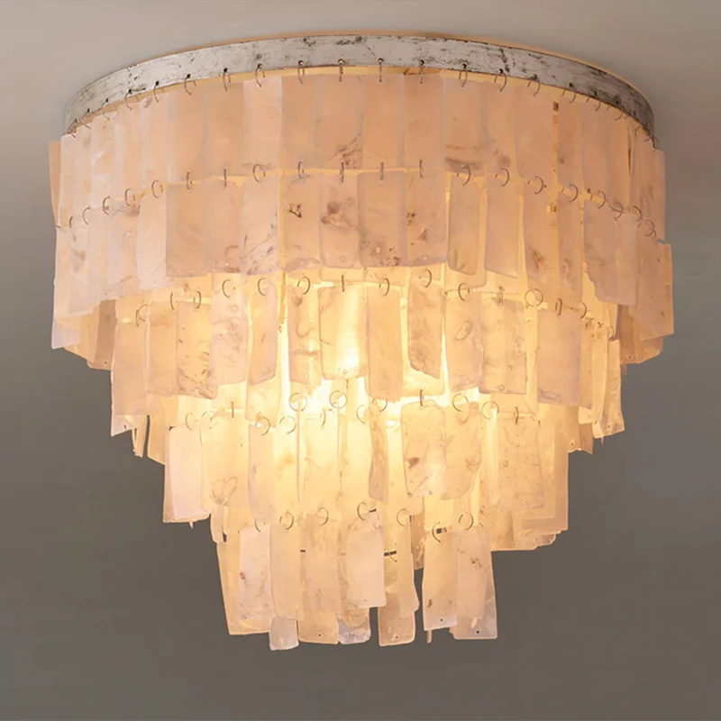 Skye Tiered Hanglamp Nordic Decoratie Capiz Voor Woonkamer Loft Shell Hanglamp Eeuw Slaapkamer Kinderkamer Slaapkamer Licht