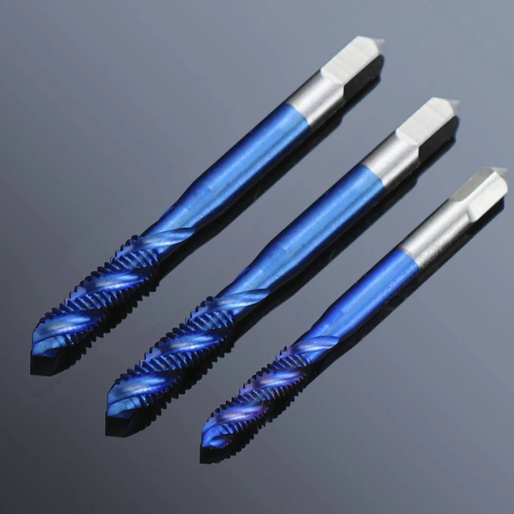 XCAN Metric Screw Tap 1pc HSS M2-M6 Thread Tap Nano Blue Coated Machine Plug Tap Threading Tools Spiral Tap Drill