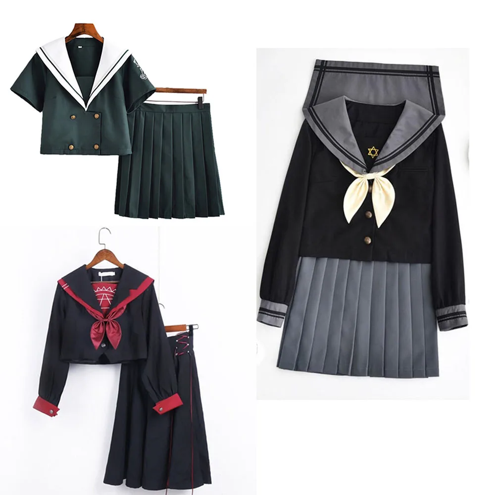 Daily wear Schoolgirl Uniform Traditional  Japanese School girls Uniforms Students Clothes For Girls Anime COS Sailor Navy Suit