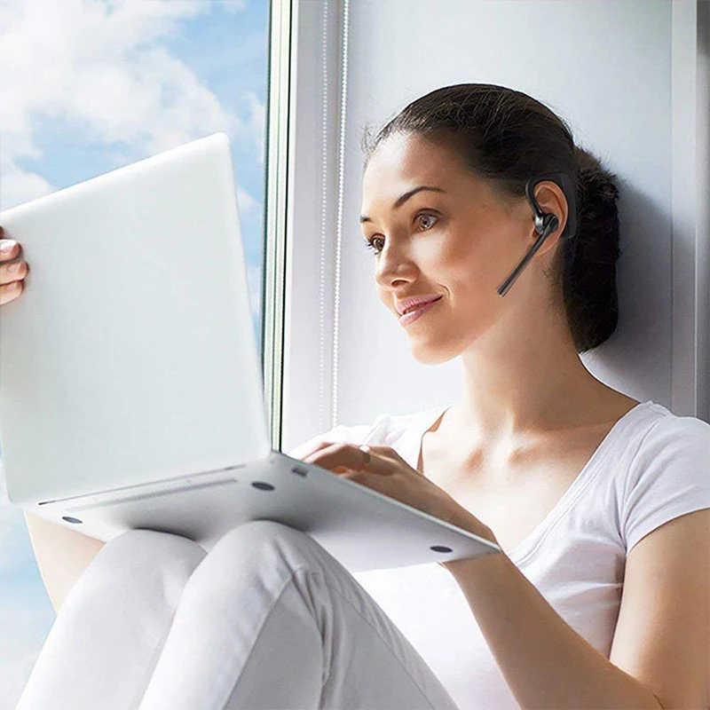 Headphone Nirkabel Bisnis Asli Earphone Kompatibel dengan Bluetooth Musik Stereo Panggilan Berkendara Kontrol Suara Noise Cancelling