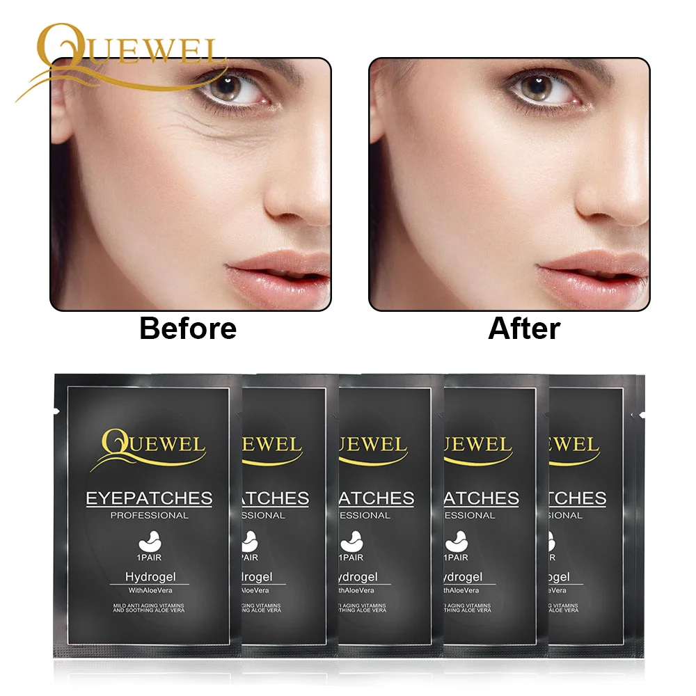 Quewel Eyelash Extension Eye Patch Black Disposable Eye Gel Patches Hydrogel Under Eye Pad Eyelash Tips Sticker 150 Pairs Makeup