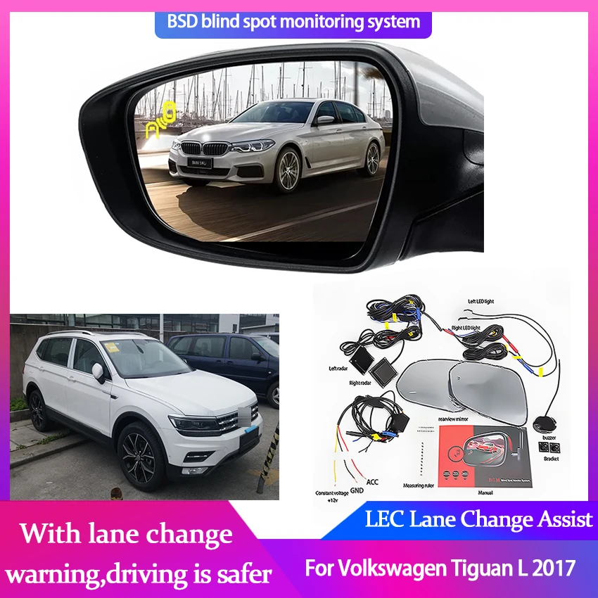 

Car BSD BSM for Volkswagen Tiguan L 2017 Blind Spot Radar Detection System Microwave Sensor Lane Driving Reversing Radar Sensor